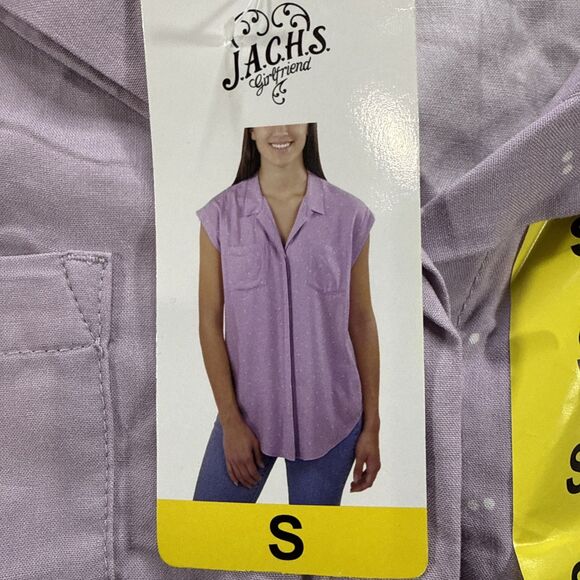 Jachs Girlfriend Women's Purple Button Front Cap Sleeve Blouse Size S NWT - Picture 1 of 6
